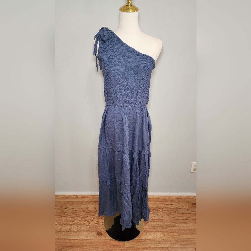 MEROKEETY One-Shoulder Summer Dress Party Beach Vacation w/ Leg Cut Out Size L - Picture 3 of 4